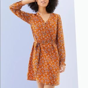 Loft Floral ruffle cut Henley dress